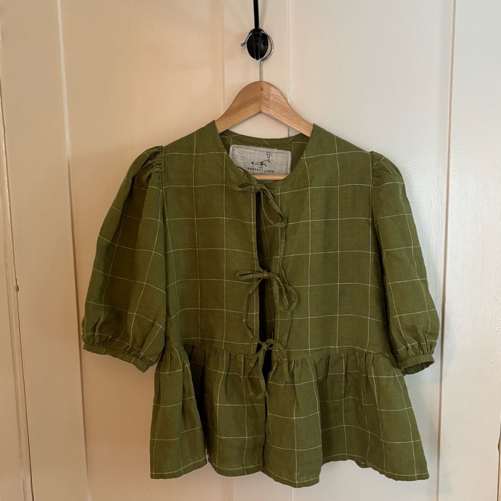 Not Perfect Linen Melina Bow Tie Top